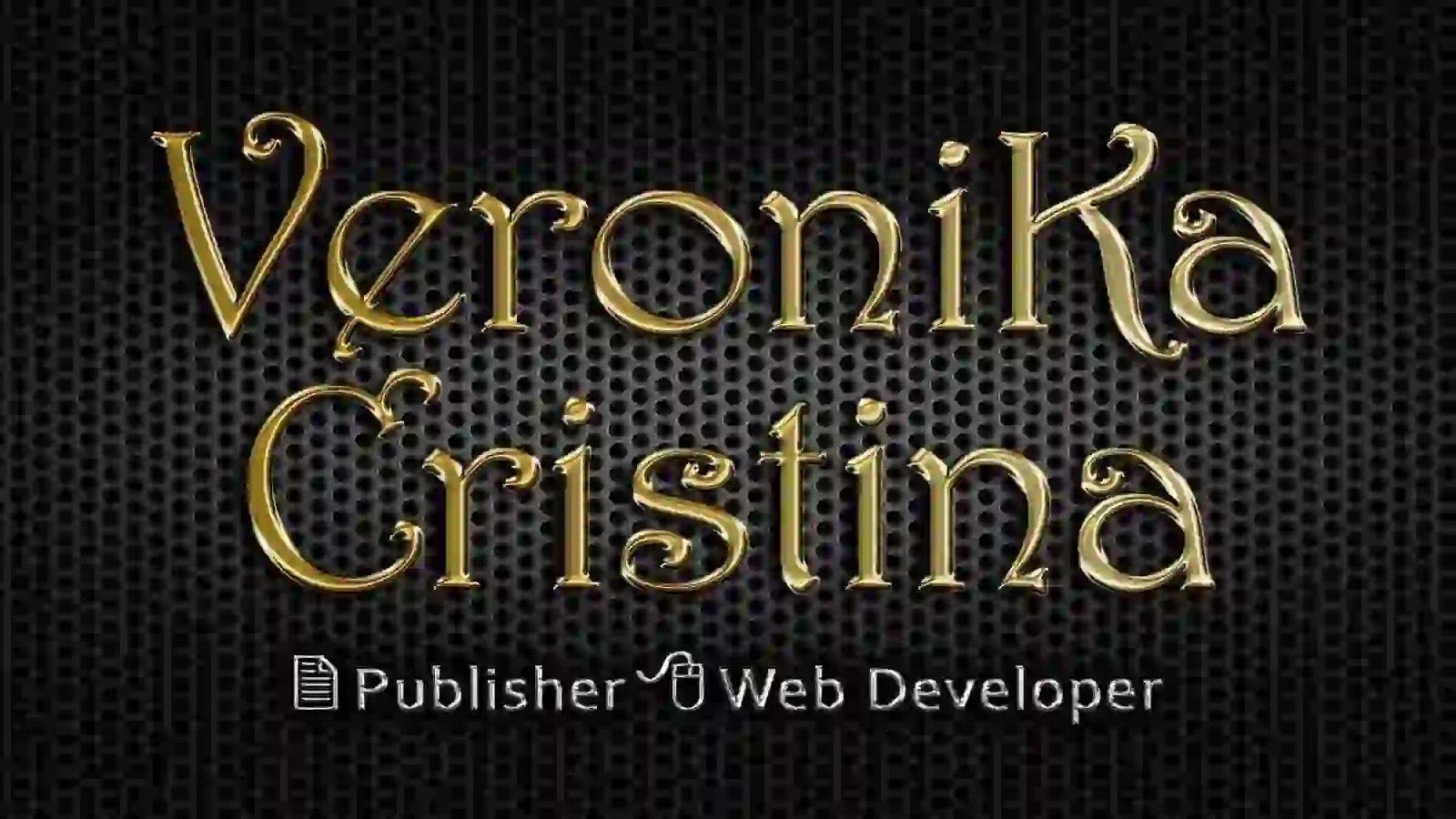 Logotipo Veronika Cristina letras douradas sobre fundo preto